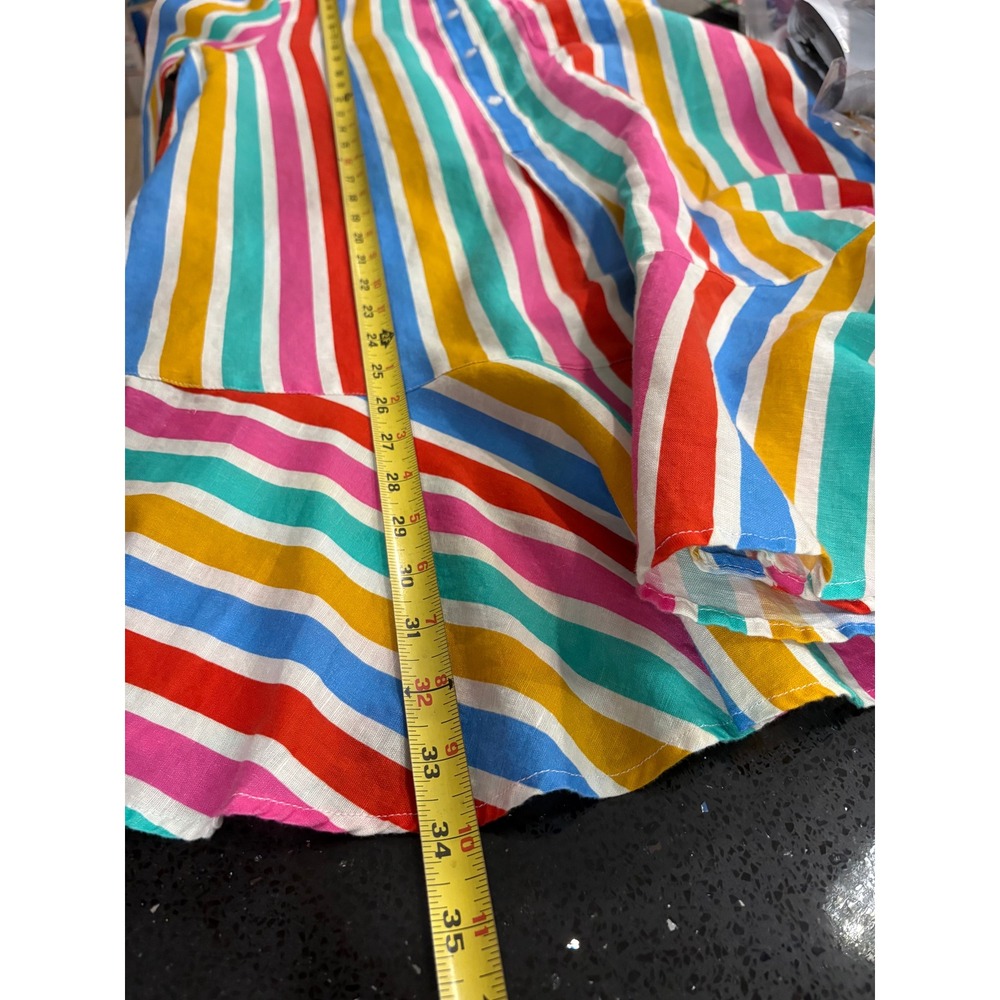 Tuckernuck Multi Color Stripe Ruffle Hem Mini Shirtdress Linen Blend Small - Picture 8 of 10